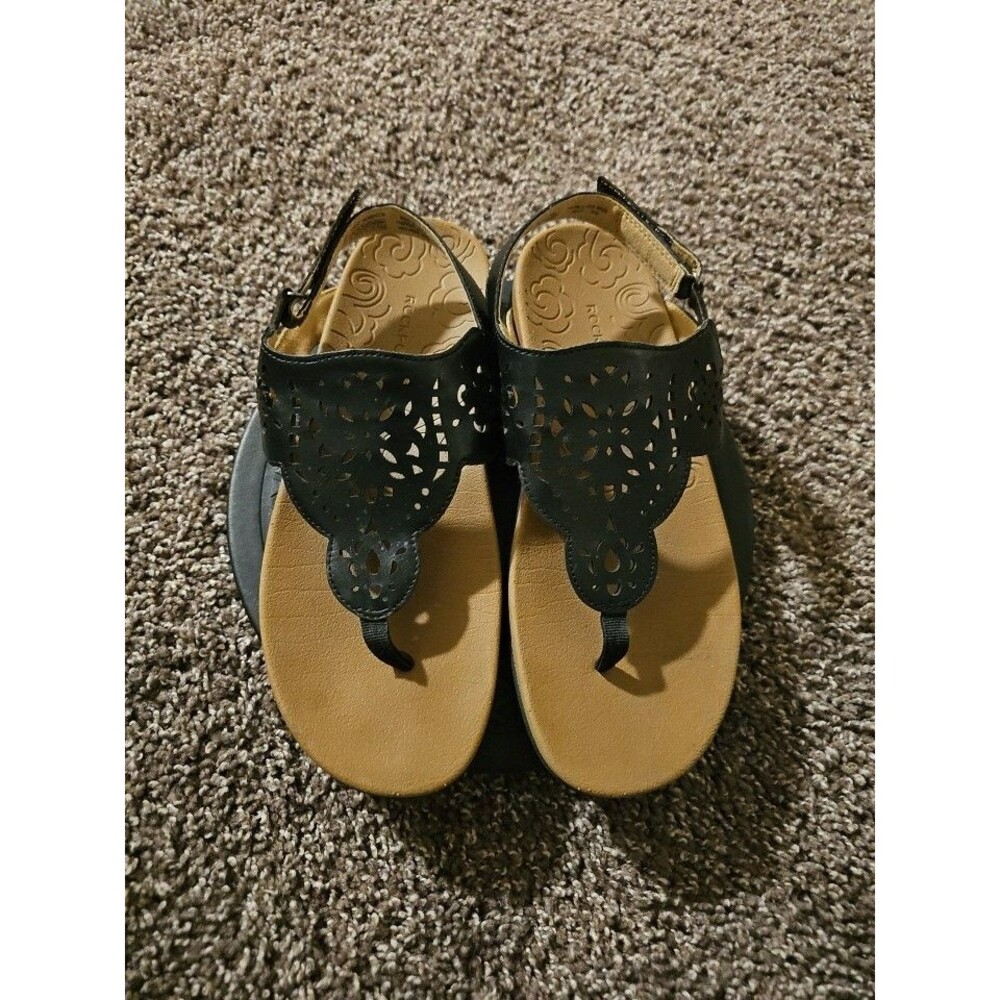 Rockport Womens Ridge Circle Cutout Thong Sandals Black Size 9